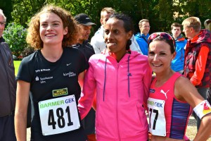 v.l.n.r. Alina Reh, Fate Tola Geleto, Sabrina Mockenhaupt - Leichtathletik (3.,1.,2. - DM 10km Straßenlauf 2015)                               